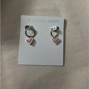 Pink opal Ari heart earrings.